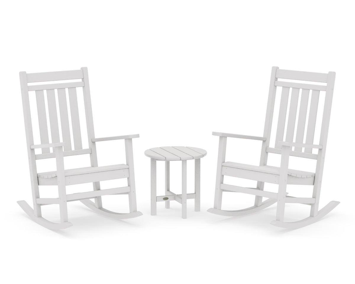 POLYWOOD Estate 3-Piece Rocking Chair Set in Vintage White