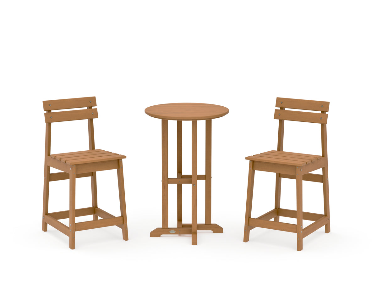 POLYWOOD Modern Studio Plaza 3-Piece Bistro Counter Set in Natural
