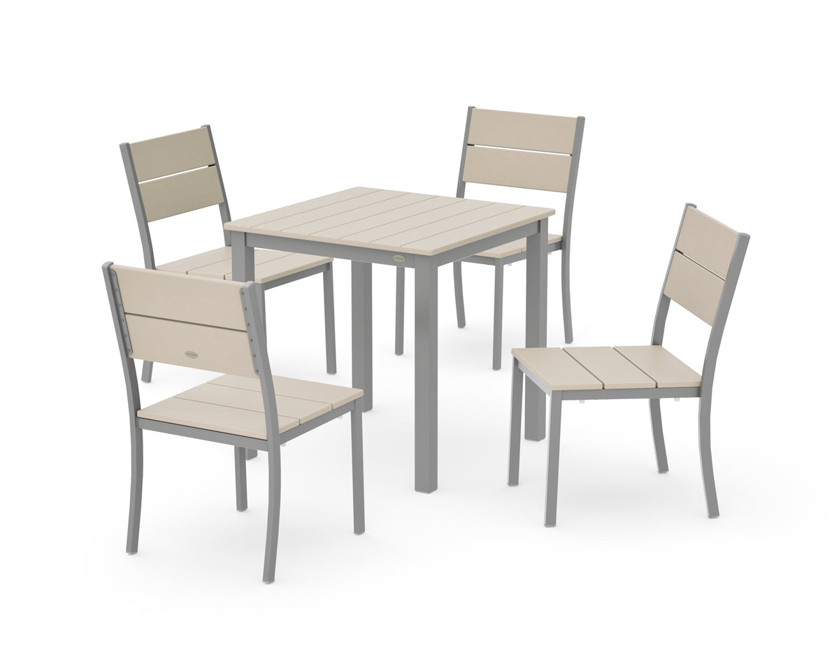 POLYWOOD Main Street 5-Piece Square Dining Set- Small in Silver / Sand