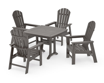 POLYWOOD South Beach 5-Piece Dining Set with Trestle Legs - 37" Table in Driftwood