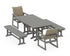 POLYWOOD EDGE Woven 5-Piece Farmhouse Dining Set with Benches in Slate Grey / Dune Grass