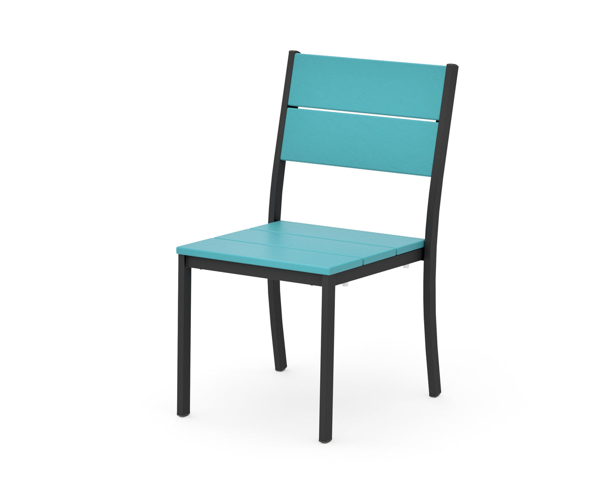 POLYWOOD Main Street Stacking Dining Side Chair in Black / Aruba