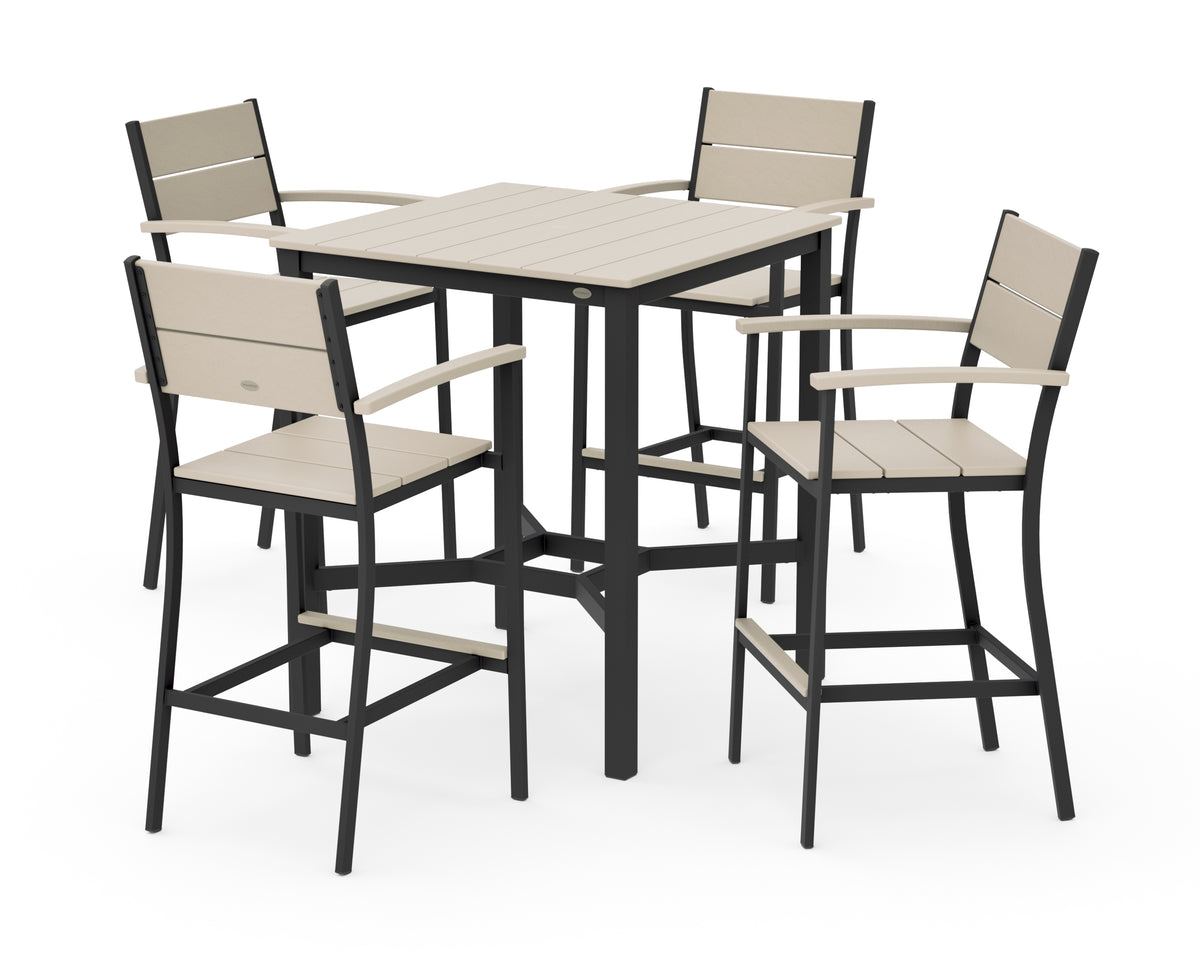 POLYWOOD Main Street 5-Piece Bar Set in Black / Sand