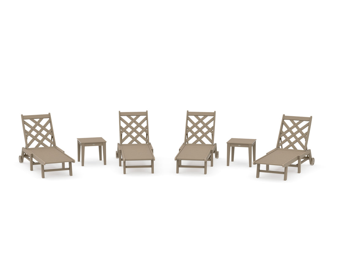 POLYWOOD Wovendale 6-Piece Chaise Set with Wheels in Vintage Sahara