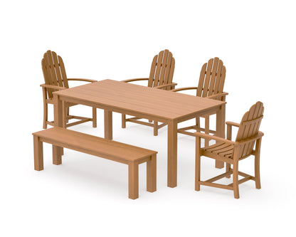 POLYWOOD Classic Adirondack 6-Piece Parsons Dining Set with Bench in Natural