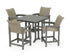 POLYWOOD Coastal Woven 5-Piece Counter Set with Trestle Legs in Slate Grey / Dune Grass