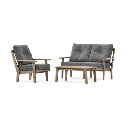 POLYWOOD Oxford 3-Piece Deep Seating Set with Loveseat in Vintage Sahara