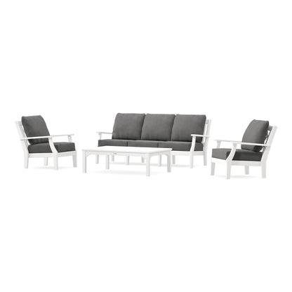 POLYWOOD Chinoiserie 4-Piece Deep Seating Set with Sofa in Vintage White