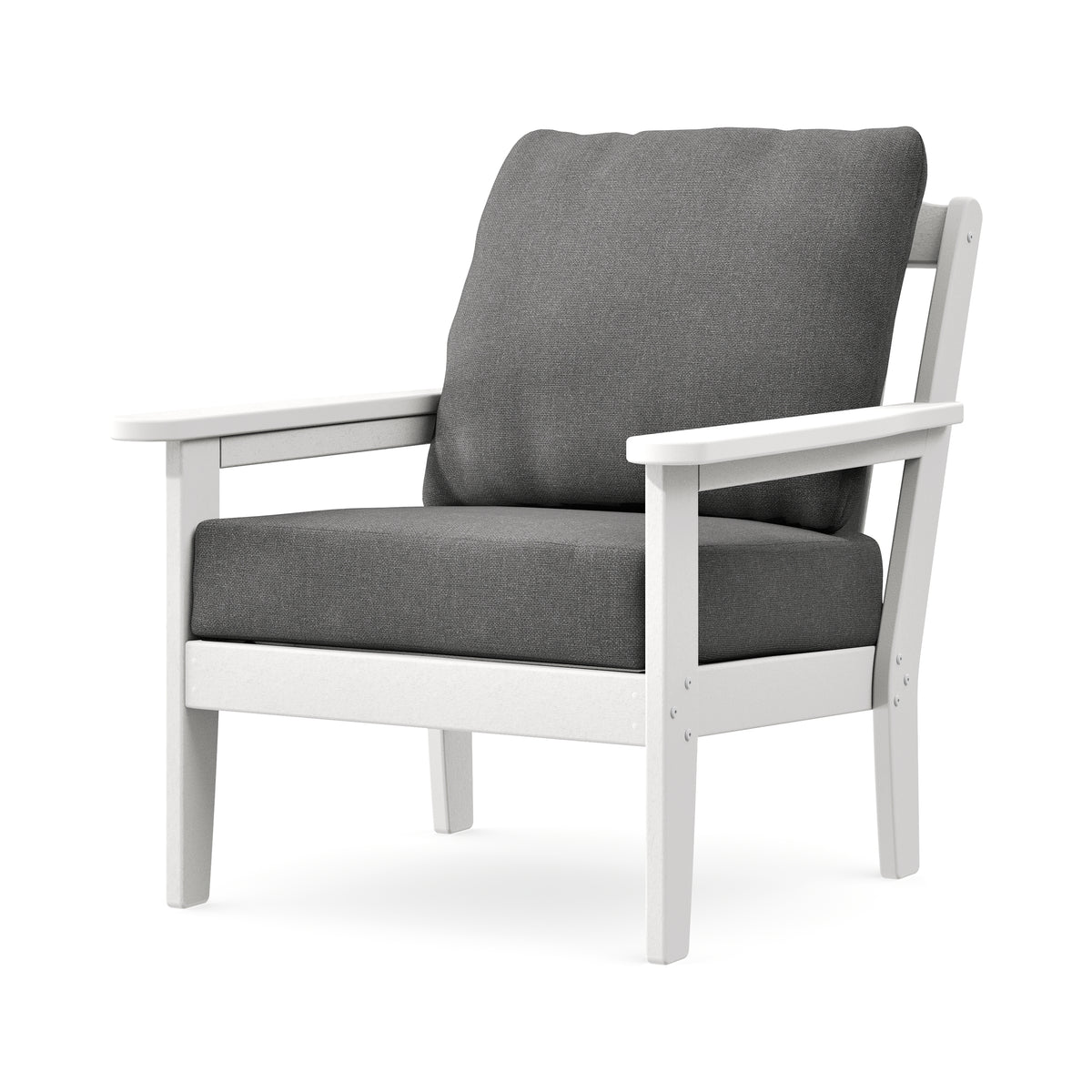 POLYWOOD Cottage Deep Seating Chair in White / Ash Charcoal