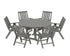 POLYWOOD Vineyard Folding 7-Piece Side Chair Round Dining Set in Slate Grey