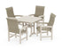 POLYWOOD Coastal Woven High-Back 5-Piece Dining Set with Trestle Legs in Sand / Dune Grass
