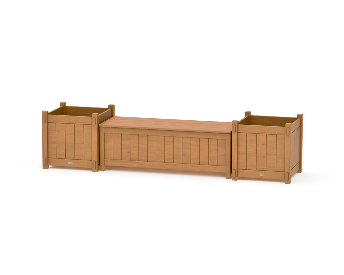 POLYWOOD 48" Vineyard Straight Planter Storage Bench Set - Large in Natural