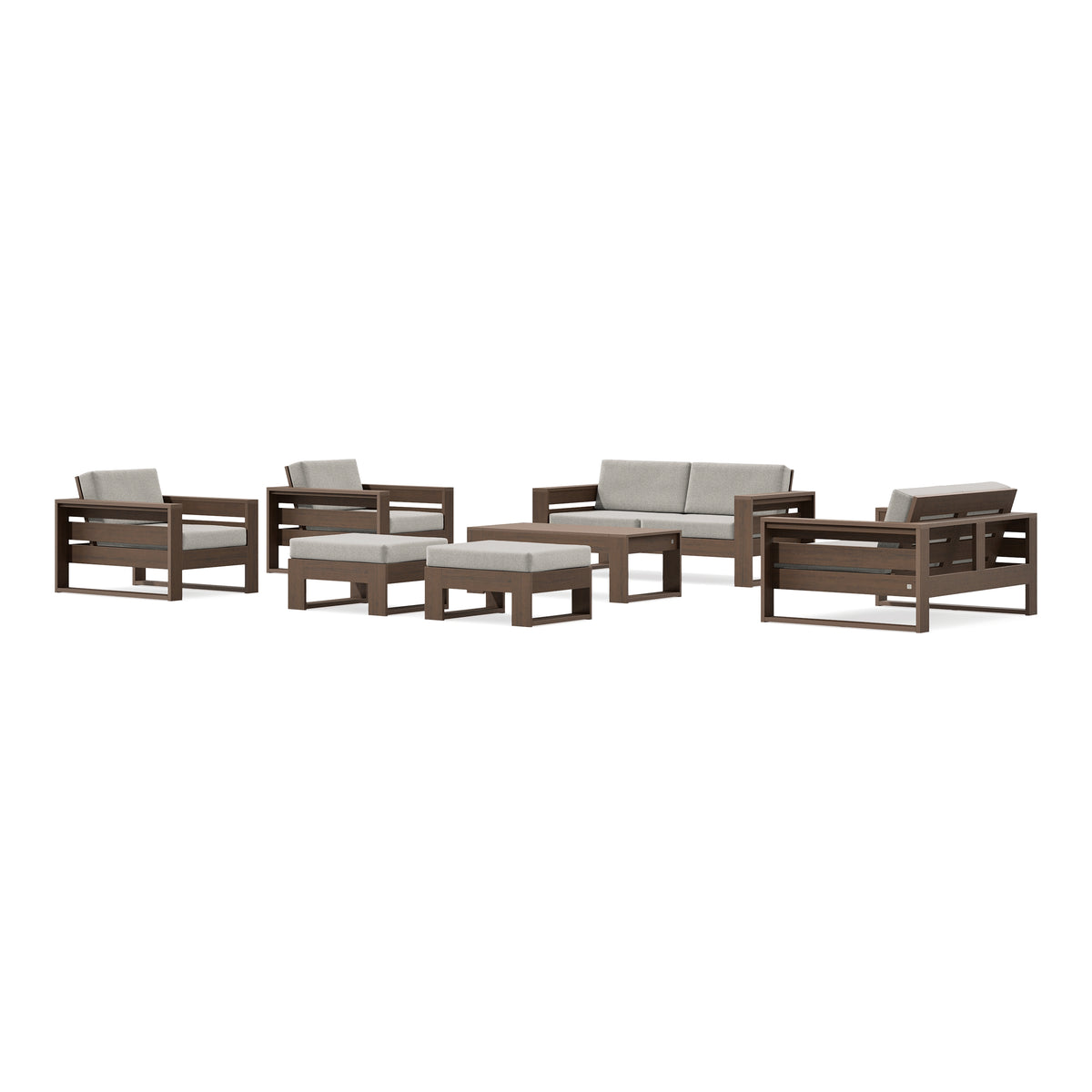 POLYWOOD PW Designer Series Latitude 7-Piece Lounge Loveseat Set in Kona / Weathered Tweed