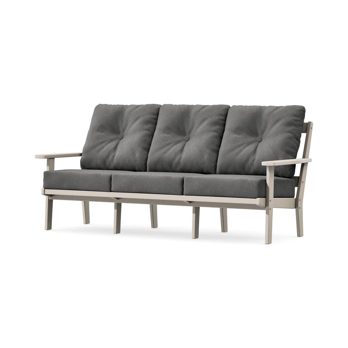 POLYWOOD Oxford Deep Seating Sofa in Sand / Ash Charcoal
