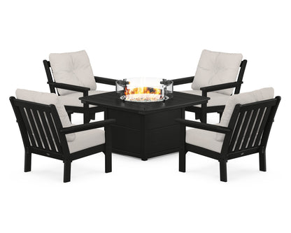 POLYWOOD Vineyard 5-Piece Conversation Set with Fire Pit Table