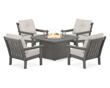 POLYWOOD Vineyard 5-Piece Conversation Set with Fire Pit Table
