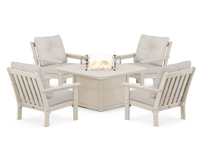 POLYWOOD Vineyard 5-Piece Conversation Set with Fire Pit Table