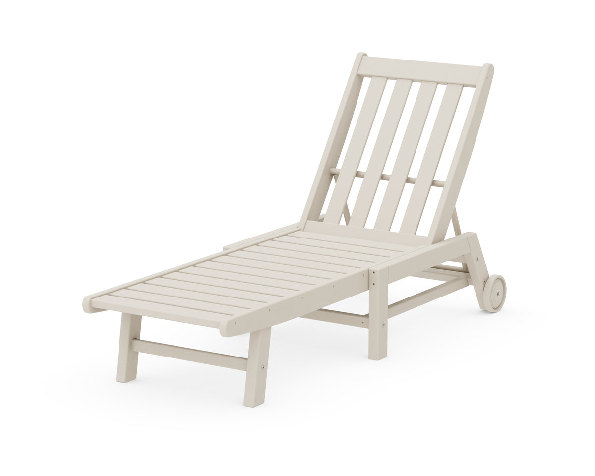 POLYWOOD Vineyard Chaise with Wheels in Sand