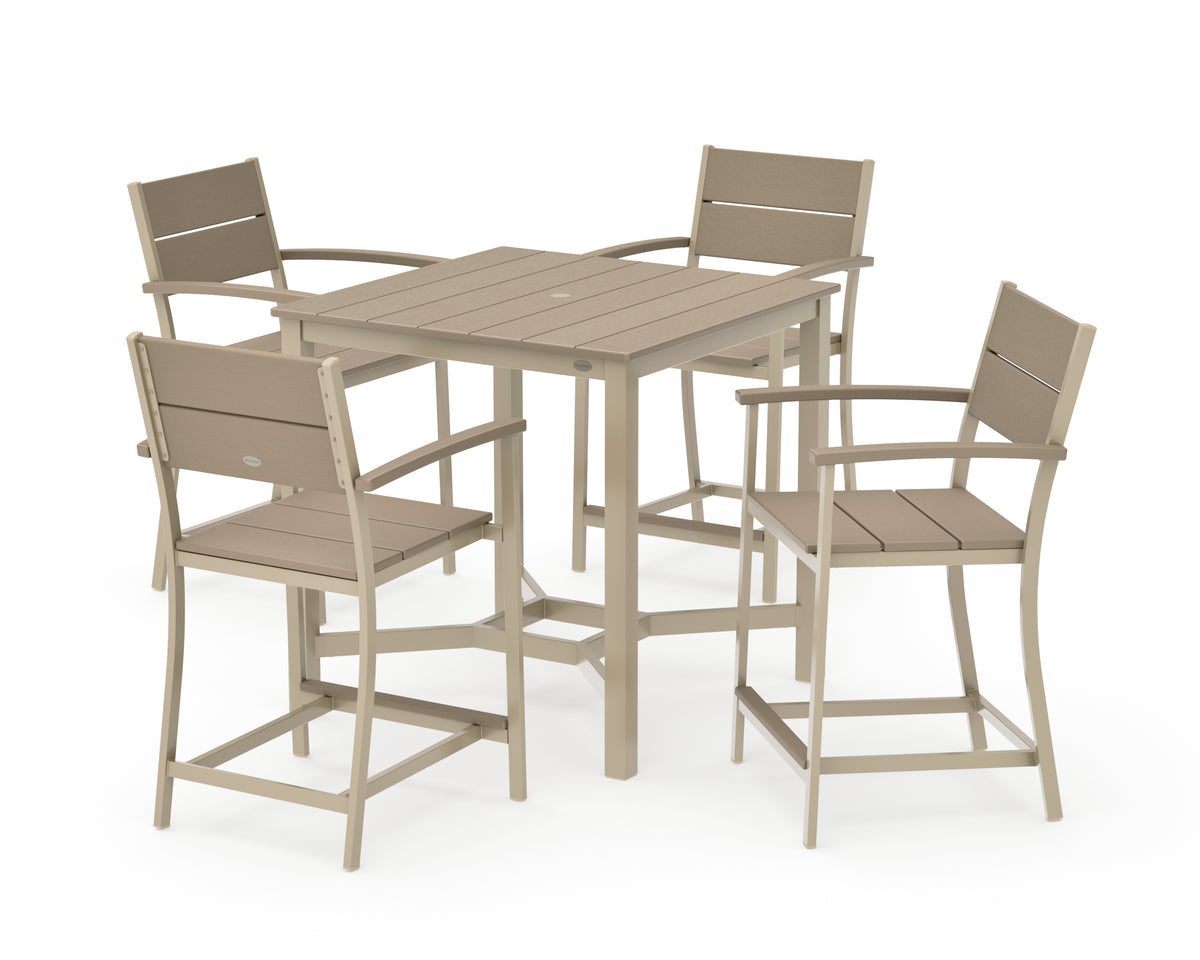 POLYWOOD Main Street 5-Piece Counter Set in Sand / Vintage Sahara