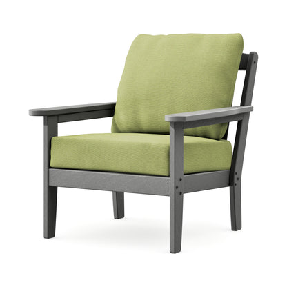 POLYWOOD Cottage Deep Seating Chair in Slate Grey / Chartreuse Boucle