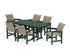 POLYWOOD Coastal Woven Arm Chair 7-Piece Dining Set in Green / Dune Grass