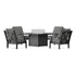 POLYWOOD Braxton 5-Piece Deep Seating Conversation Set with Fire Pit Table in Black