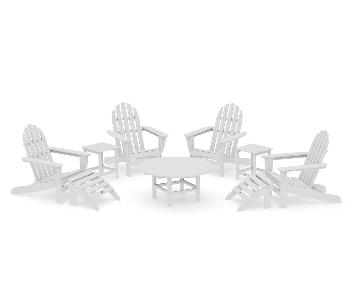 POLYWOOD Classic Adirondack Chair 9-Piece Conversation Set in Vintage White