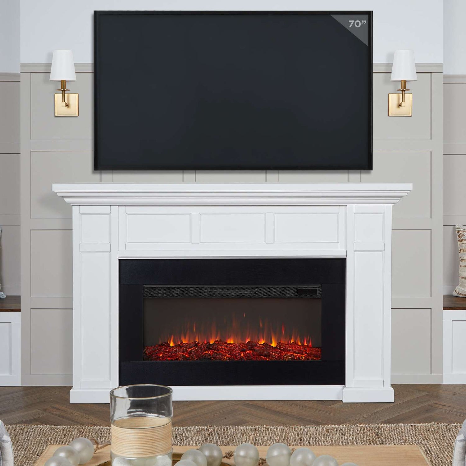 Alcott Landscape White Electric Fireplace
