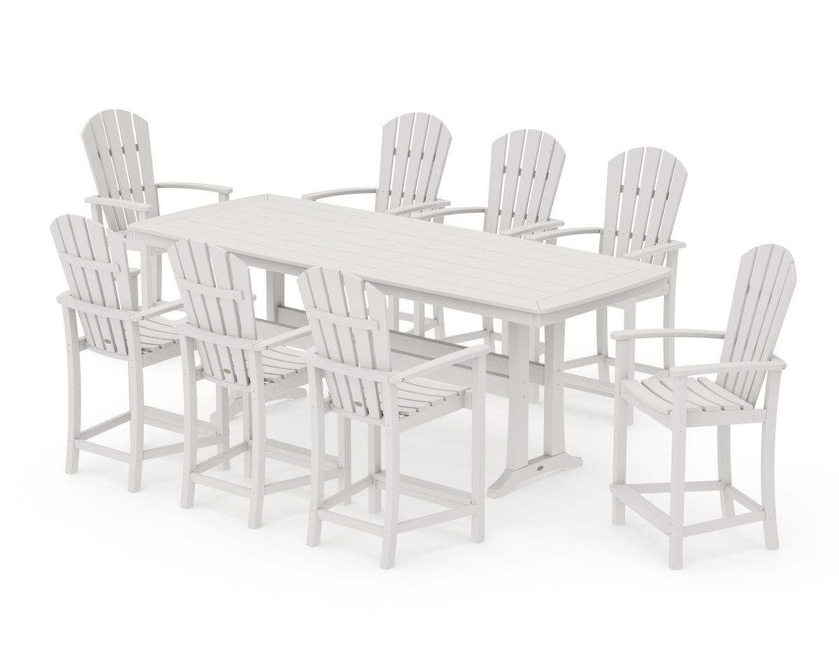 POLYWOOD Palm Coast 9-Piece Counter Set with Trestle Legs in Vintage White