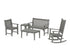 POLYWOOD Vineyard 5-Piece Bench & Rocking Chair Set in Slate Grey