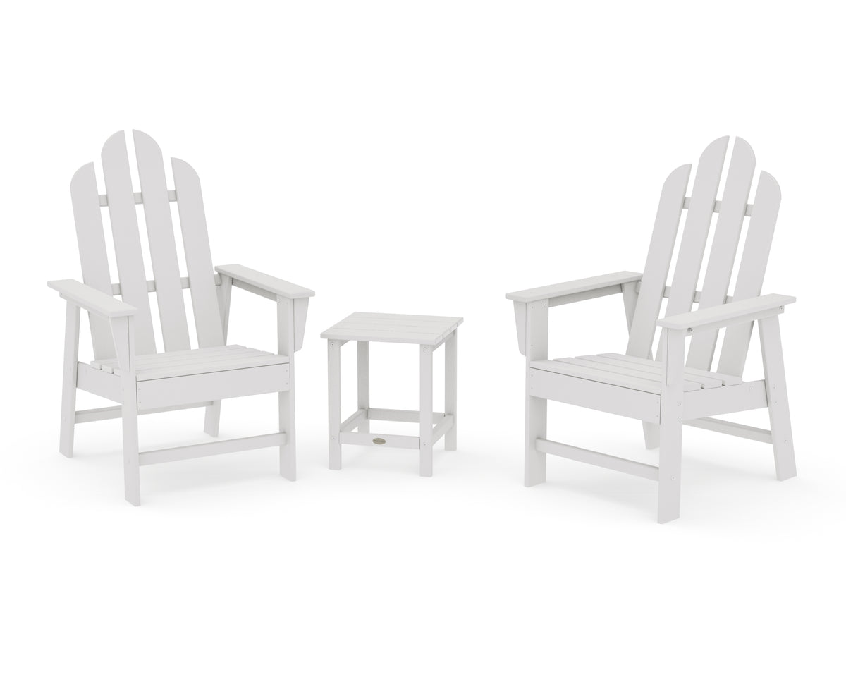 POLYWOOD Long Island 3-Piece Upright Adirondack Chair Set in Vintage White