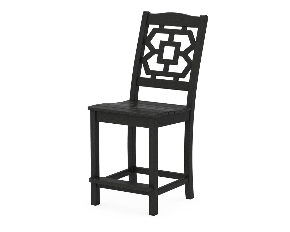 POLYWOOD Chinoiserie Counter Side Chair in Black