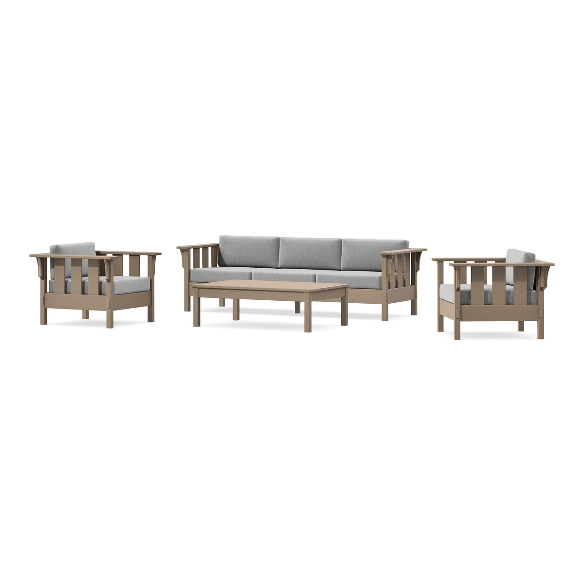 POLYWOOD Acadia 4-Piece Deep Seating Set with Sofa in Vintage Sahara / Grey Mist