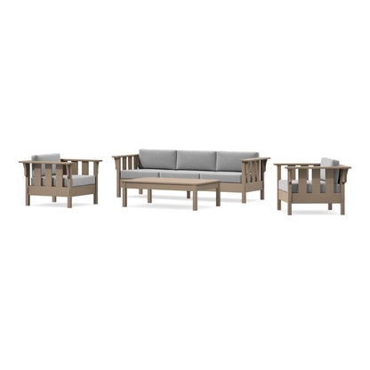 POLYWOOD Acadia 4-Piece Deep Seating Set with Sofa in Vintage Sahara / Grey Mist