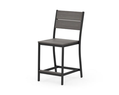 POLYWOOD Main Street Counter Side Chair in Black / Driftwood