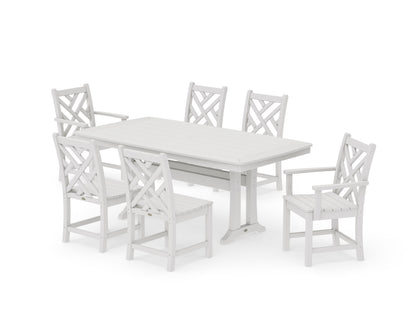 POLYWOOD Chippendale 7-Piece Dining Set with Trestle Legs in Vintage White
