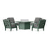 POLYWOOD Country Living Wovendale 5-Piece Deep Seating Set with Fire Pit Table in Green