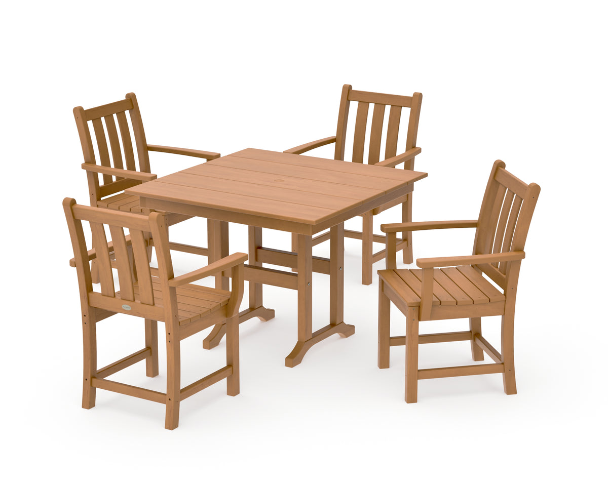 POLYWOOD Traditional Garden 5-Piece Farmhouse Dining Set in Natural