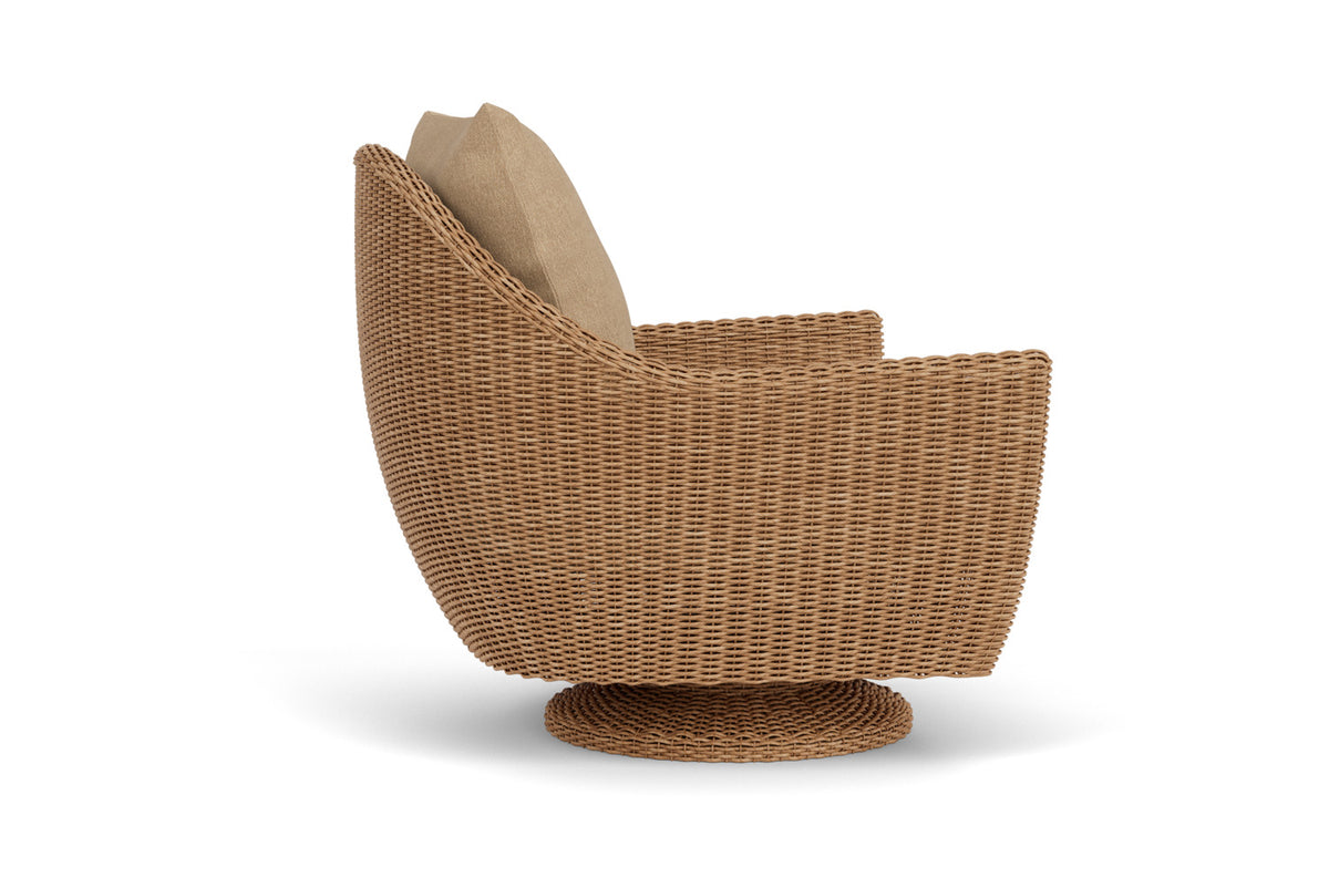 Lloyd Flanders Tobago Swivel Rocker Lounge Chair with Hayden Sand fabric, view 5