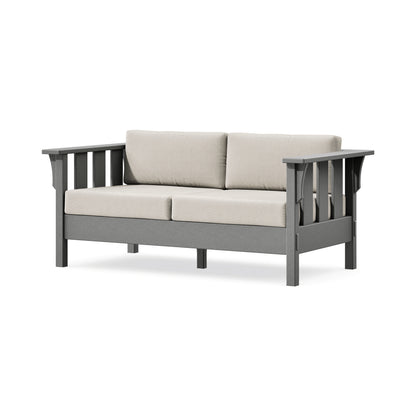 POLYWOOD Acadia Deep Seating Loveseat in Slate Grey / Dune Burlap