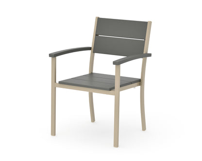 POLYWOOD Main Street Stacking Dining Arm Chair in Sand / Slate Grey