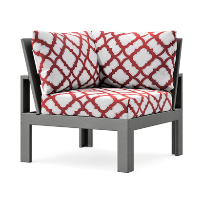 POLYWOOD Modular Corner Chair in Slate Grey / Trellis Crimson