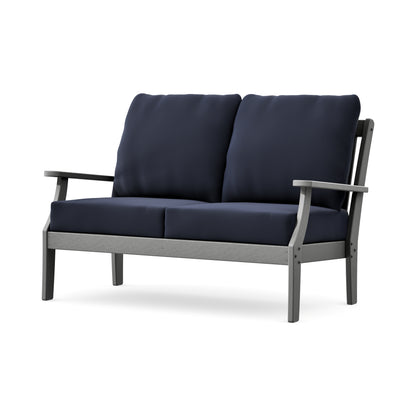 POLYWOOD Braxton Deep Seating Loveseat in Slate Grey / Navy