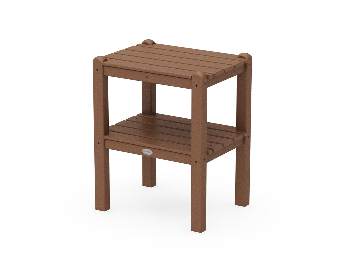POLYWOOD Two Shelf Side Table in Teak