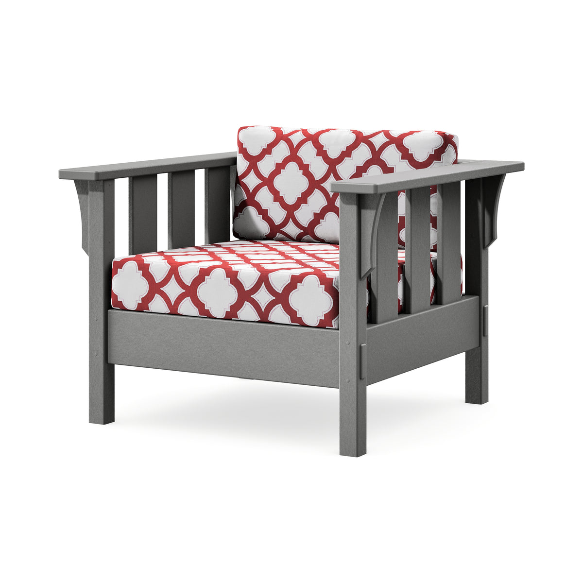 POLYWOOD Acadia Deep Seating Chair in Slate Grey / Trellis Crimson