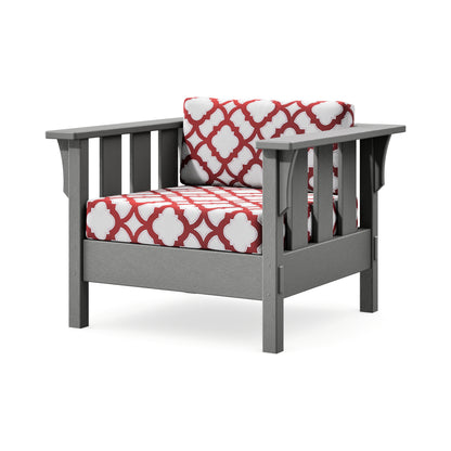 POLYWOOD Acadia Deep Seating Chair in Slate Grey / Trellis Crimson