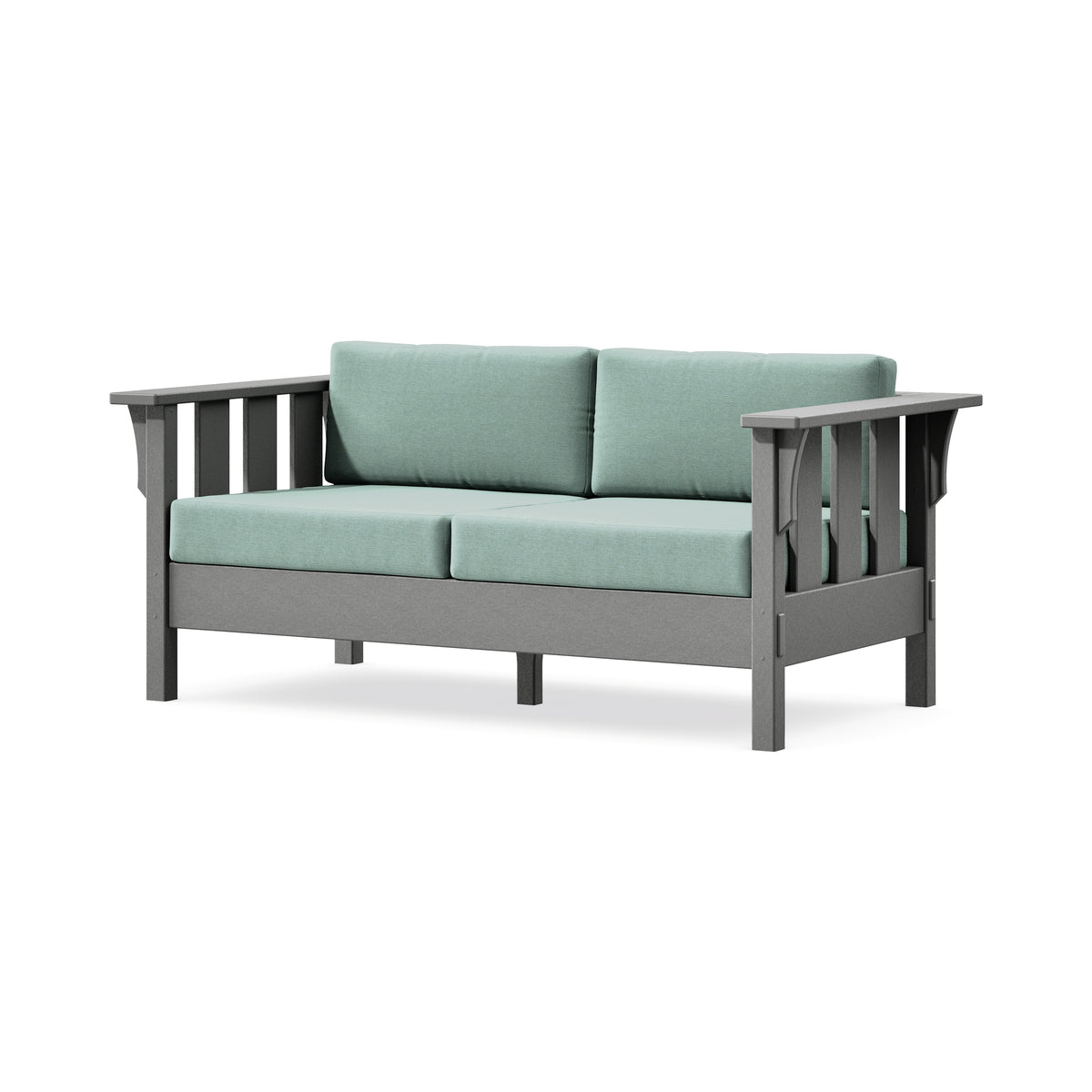 POLYWOOD Acadia Deep Seating Loveseat in Slate Grey / Glacier Spa