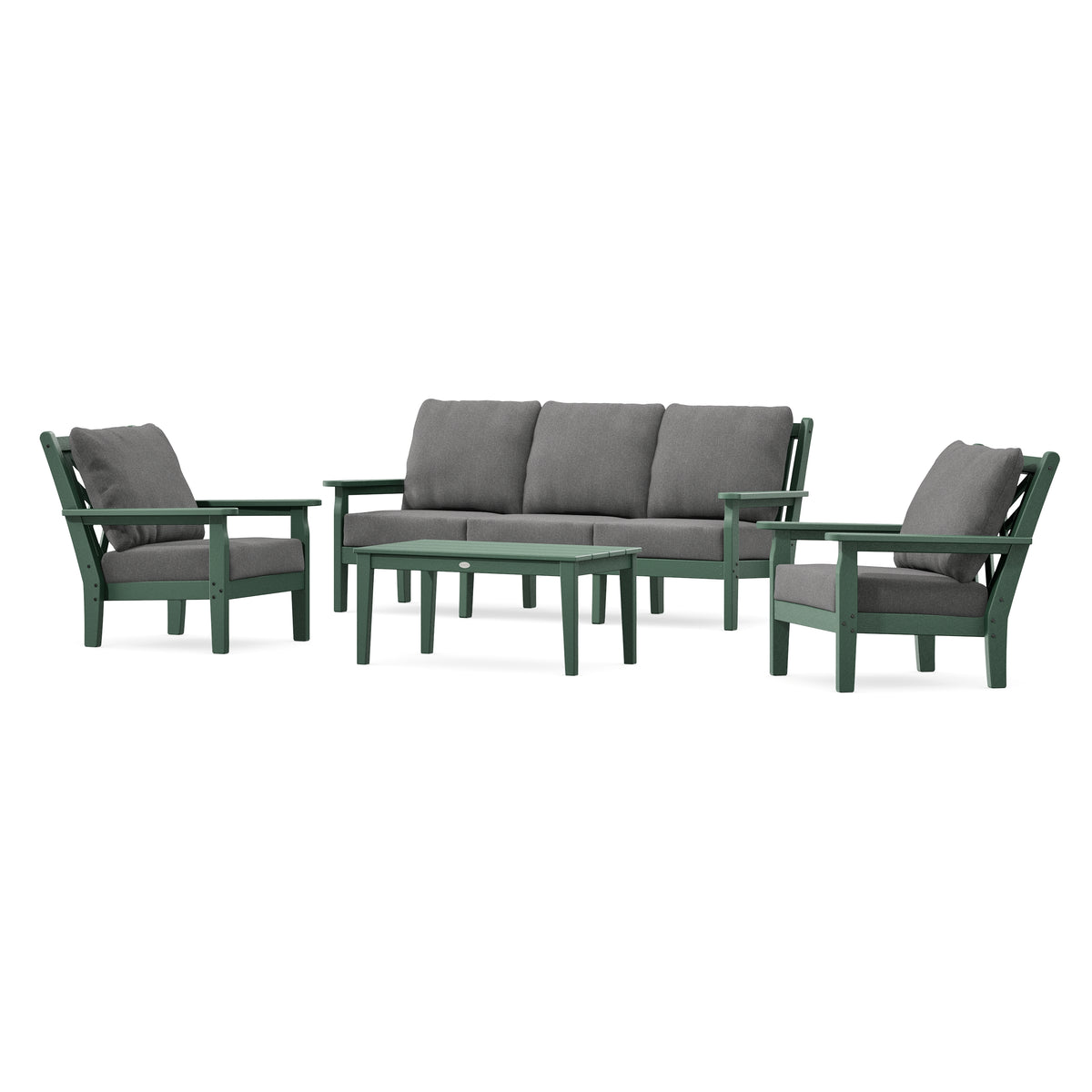 POLYWOOD Chippendale 4-Piece Deep Seating Set with Sofa in Green
