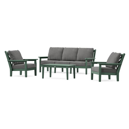 POLYWOOD Chippendale 4-Piece Deep Seating Set with Sofa in Green