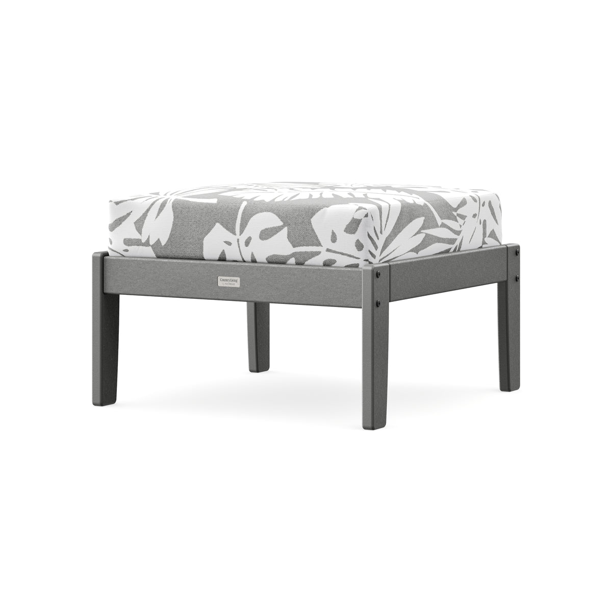POLYWOOD Cottage Deep Seating Ottoman in Slate Grey / Leaf Grey Mist